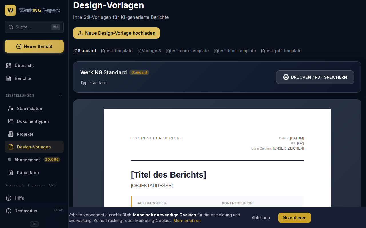 Design-Vorlage hochladen